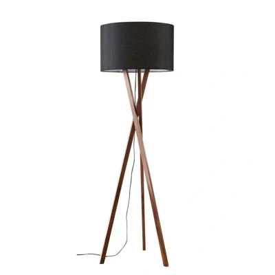 Image of Lucande Auriane floor lamp, tripod, black, fabric, 160 cm