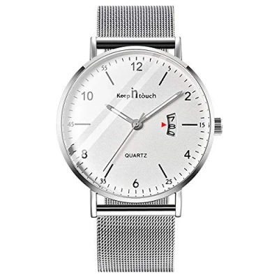 Image of MICGIGI Men&#039;s Analog Quzrtz Watches Ultra Thin Waterproof Wrist Watch with Stainless Steel Mesh Strap