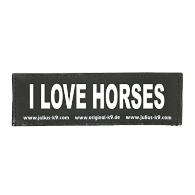 Image of Interchangeable Patches, 1 pair, I LOVE HORSES, Size: Small, Black