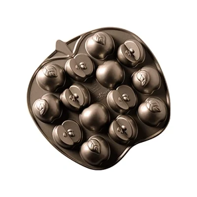Image of Nordic Ware Apple Slice Cakelet Pan, 3D Cast Aluminium Bundt Tin, Cake Tin With Fruit Pattern, Premium Mould Made In The USA, Colour: Bronze