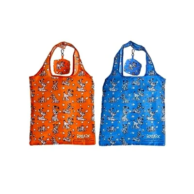 Image of Puckator Asterix Foldable Reusable Shopping Bag Idefix (Dogmatix) Design Folding Bags Tote Foldaway Fold Up in Pouch Family Beach