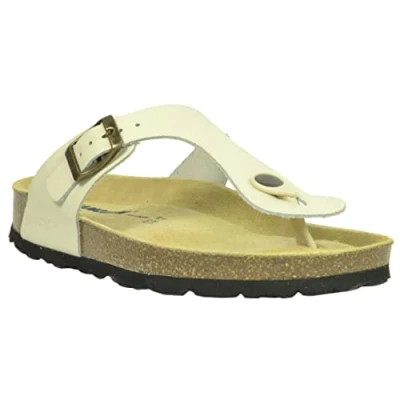Image of Sanosan Geneve Leather Women&#039;s Designer Thong Sandals (8 UK, Ivory Leather)