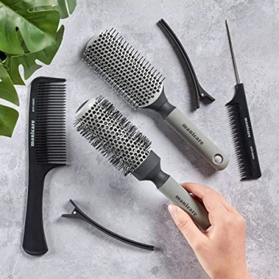 Image of Manicare Hair Care Set, Grooming, Sectioning And Styling Hair, Professional Hairdressing Tools, Anti Static Comb, Detangling, Ceramic Hairbrushes For Blow drying Styling, Sleek Smooth