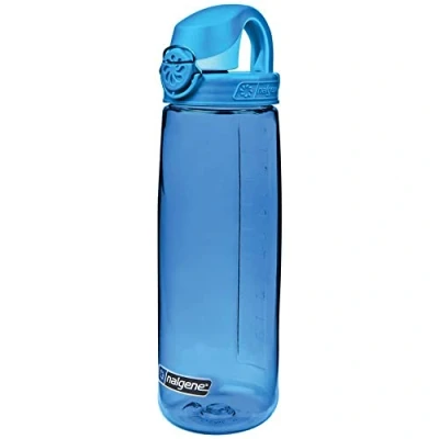 Image of Nalgene Sustain Tritan BPA Free On The Fly Water Bottle Made with Material Derived from 50% Plastic Waste, 24 OZ, Slate Blue Glacial