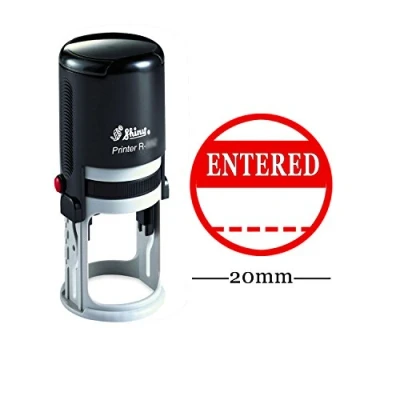 Image of Printtoo Entered Round Self Inking Office Stationary Stamp Personalized Custom Shiny 20mm Rubber