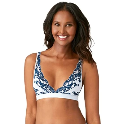 Image of Wacoal Women&#039;s Instant Icon Bralette Plunge Bra, Arctic Ice/Titan, M