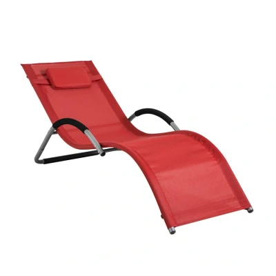 Image of Sobuy Outdoor Garden Sun Lounger Recliner Relaxing Chair Sunlounger with Headrest,OGS38 R