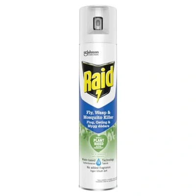 Image of Raid Plant Based Wasp &amp; Mosquito Killer, Aerosol Fly Killer Spray For Indoor Use, Made with Naturally Derived Botanical Ingredients, 300 ml
