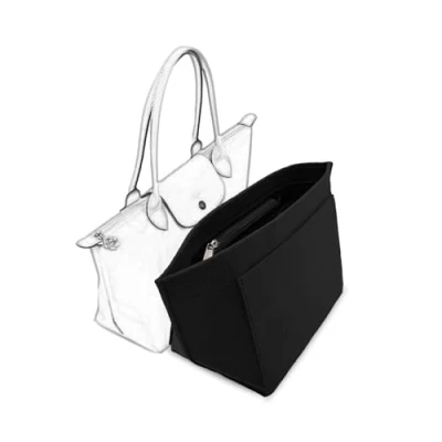 Image of D.DUO Bag Insert Organizer, purse accessories, Suitable For Longchamp long handle tote organizer (Black, L(long handle))