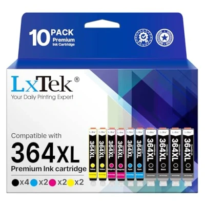 Image of LxTek 364XL Compatible Ink Cartridge Replacement for HP Photosmart 5510 5520 6510 6520 7510 7520 Officejet 4610 4620 Deskjet 3070A (4 Black 2 Cyan Magenta Yellow,10 pack)