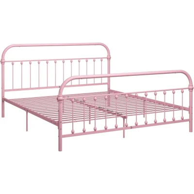 Image of vidaXL Metal Bed Frame, Pink Super King Size Modern Design Bedroom Furniture, 6FT, 180x200 cm Mattress Compatible, Easy Assembly