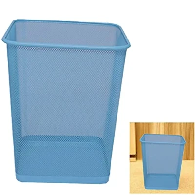 Image of ARA CHOICE Colorful Mesh Bins Waste Rubbish Paper Wastebasket Trash Can Dustbin Metal Square Bin for Home Office easy to use Recycling Bedrooms Multi Colour with Attractive looks (Dark Blue)