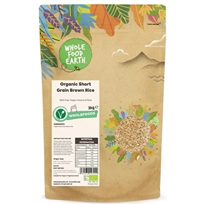 Image of Wholefood Earth Organic Short Grain Brown Rice 2kg GMO Free Vegan Source of Fibre Certified