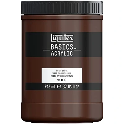 Image of LIQUITEX Basics Acrylic Paint, Burnt Umber, 946 ml Pot