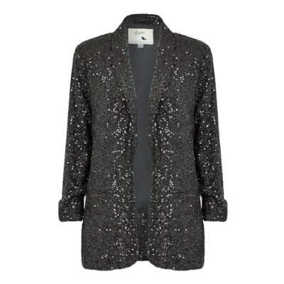 Image of Yumi Womens Black Sequin Blazer With Pockets Size 20 UK
