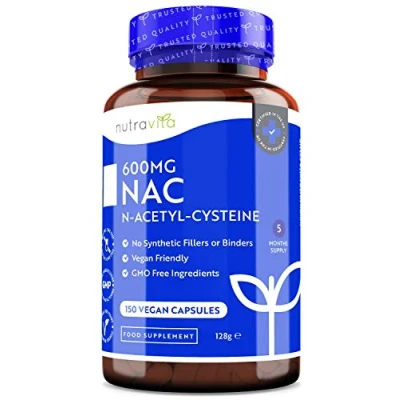 Image of NAC N Acetyl Cysteine 600mg 150 Vegan Capsules 5 Months Supply of Supplement High Bioavailability and No Fillers or Binders Amino Acid Made in The UK by Nutravita