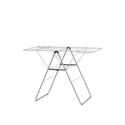 Image of Brabantia HangOn Laundry Drying Rack (20m / Metallic Grey) Compact, Foldaway, Adjustable Indoor Stainless Steel Clothes Horse