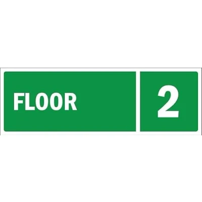 Image of Floor level 2, green emergency sign 1mm flexible Plastic (150mm x 50mm)