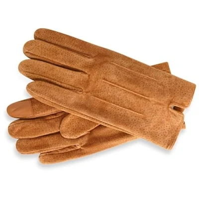 Image of BARNEYS Originals Real Leather and Suede Gloves (Real in Tan, L)