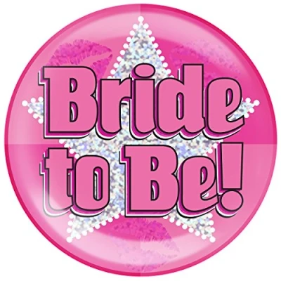 Image of OAKTREE UK 633612 6&quot; Jumbo Badge Bride to Be Holographic Dot, White