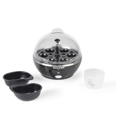 Image of Salter Electric Multi Egg Cooker 6 Capacity Boiler, Great For Soft Dippy, Hard &amp; Poached Eggs, Includes Measuring Cup, Removable Rack and 2 Poaching Trays, Easy Clean, Compact, 430W