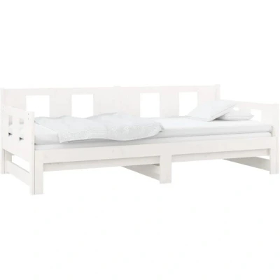 Image of vidaXL Pull out Day Bed without Mattress White Solid Wood Pine 2x cm