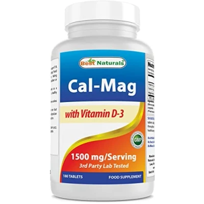 Image of Best Naturals Calcium Magnesium with Vitamin D3 1500mg Serving 180 Tablets (180 Count (Pack of 1))