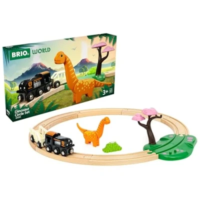 Image of BRIO World Dinosaur Circle Toy Train Set for Kids Age 3 Years Up Railway Acessories &amp; Add Ons