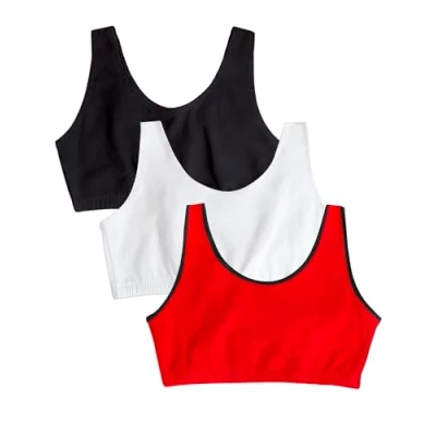Image of Fruit of the Loom Women&#039;s Built Up Tank Style Sports Bra Fashion Colors, Opaque, Red, 36 (Pack 3)