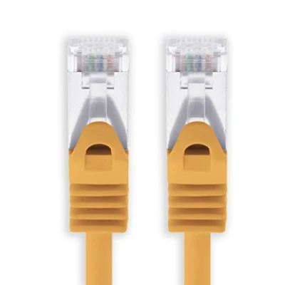 Image of CAT7 Cat.7 Gigabit Ethernet cable, LAN network raw cable with (RJ45) Cat6a connector (double shielded) 500 MHz orange 1 Stück 30m