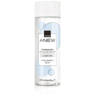 Image of Anew Hydrating Micellar Water Hyaluronic Acid &amp; Vitamin B3 200 ml Revitalising All Skin Types, Dissolves Oil Based Make Up, Cruelty Free, New Packaging