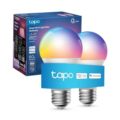 Image of Tapo Smart Bulb, E27 WiFi Alexa Light Bulbs, 8.3 W, Works with Amazon and Google Home, Colour Changeable No Hub Required L530E(2 pack)[Energy Class F],packaging may vary
