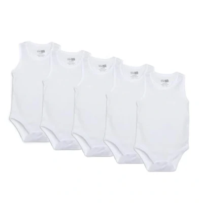 Image of ebebek HelloBaby Baby Bodysuits 5 PCS Bodysuit for Boys and Girls Newborn Infant Toddlers Onesies White (White Sleeveless, 9 Months)