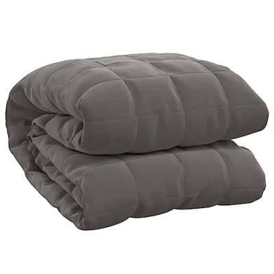 Image of vidaXL Weighted Blanket 13 kg, 200x220 cm, Hypoallergenic Filling, Grey Colour, Even Weight Distribution Feature, 100% Cotton Comfortable Fabric