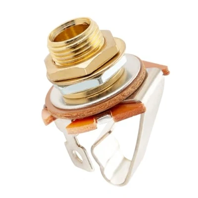 Image of Musiclily Pro 1/4 inch Mono Output Jack Socket 2 Contact for Electric Guitar and Bass, Gold