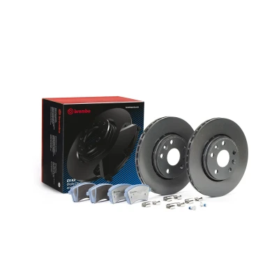 Image of 410601334R, 410603750R, 7701209864, 7701210110, 8660000762 Brake disc and pads set BREMBO KT 08 033