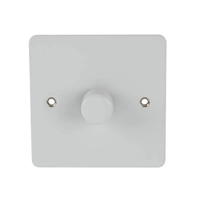 Image of Schneider Electric Ultimate Flat Plate Single 2 Way Dimmer Light Switch, Main and Low Voltage, 400W/VA, GU6212CPW, Painted White