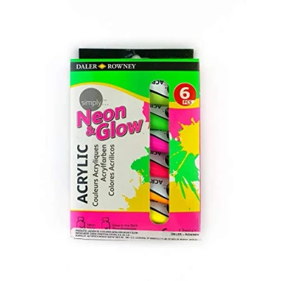 Image of Daler Rowney Simply 12ml Acrylic Paint Set, 6 Assorted Colours, Ideal for Entry Level Artists &amp; Hobbyists