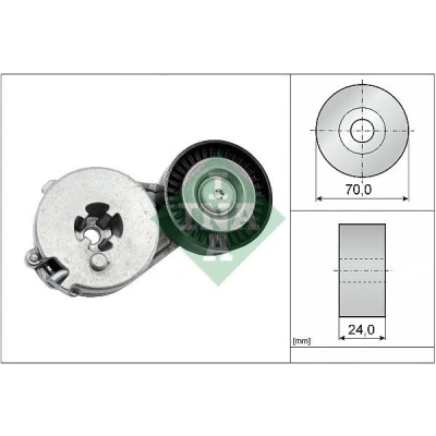 Image of 06H903133F, 06H903133G Tensioner Lever, v ribbed belt INA 534 0333 10 70mm 24mm AUDI: A5 B8 Sportback, A4 Saloon, Avant