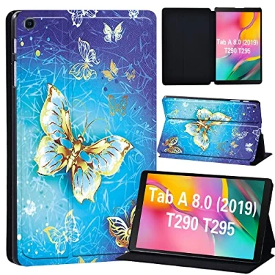 Image of FINDING Case Galaxy Tab A 8.0 2019 T290 T295, Slim Light Cover Stand Hard Shell Folio for inch Tablet Model SM (Wi Fi) T295 (LTE) (golden butterfly)