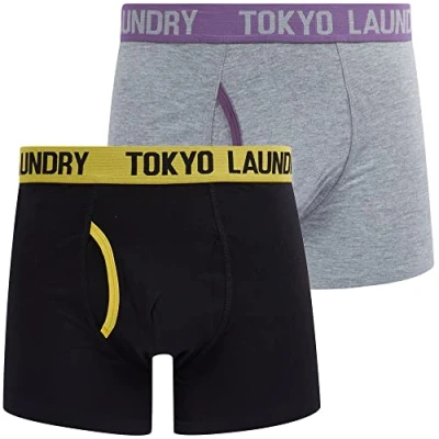 Image of Tokyo Laundry Men&#039;s Sadiki (2 Pack) Boxer Shorts Set Maize Yellow/Grape Jam M