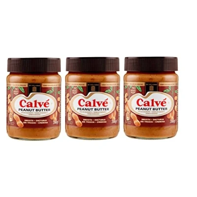 Image of Calvé Pindakaas Peanut Butter Spread, Peanut, Glass, 3 x 350 g