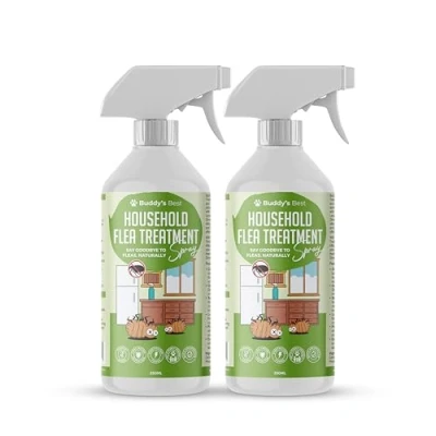 Image of BUDDY&#039;S BEST Twin Pack Household Flea Treatment Spray 250ml Non Toxic &amp; Family Friendly