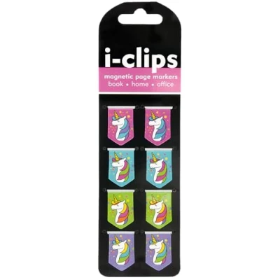 Image of Unicorns i Clips Magnetic Page Markers (Set of 8 Bookmarks)