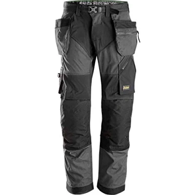 Image of Snickers FlexiWork Work Trousers+ Holster Pockets Steel Grey/Black 48
