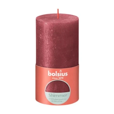 Image of Bolsius Pillar Candle Shimmer Red 13 cm / ø 7