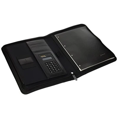 Image of Filofax A4 Microfibre Zipped Folio with Calculator Black