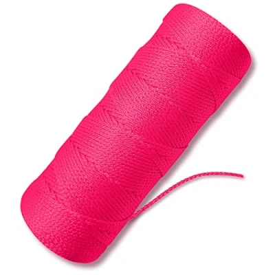 Image of Fluorescent Pink Mason Line String #18 Braided Nylon 250 Ft Length Twine for Gardening Or Masonry Tools Perfect Construction A Level,