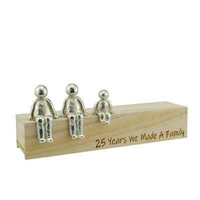 Image of Pirantin 25th Anniversary Idea 25 Years We Made A Family Metal Ornament Choose Your Combination Box &amp; Woodgrain May Vary(1 Child)