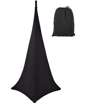 Image of Speaker Stand Cover UCARE Universal Lighting Tripod Scrim DJ Light Skirt Triple Sided 360 Degree Stretchable Cloth for Weddings Banquets(ONE PACK BLACK)